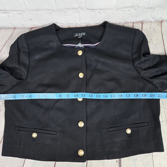 J Crew Black Cropped Lady Jacket Gold Buttons Blazer Womens Size 14‎ - Picture 7 of 9